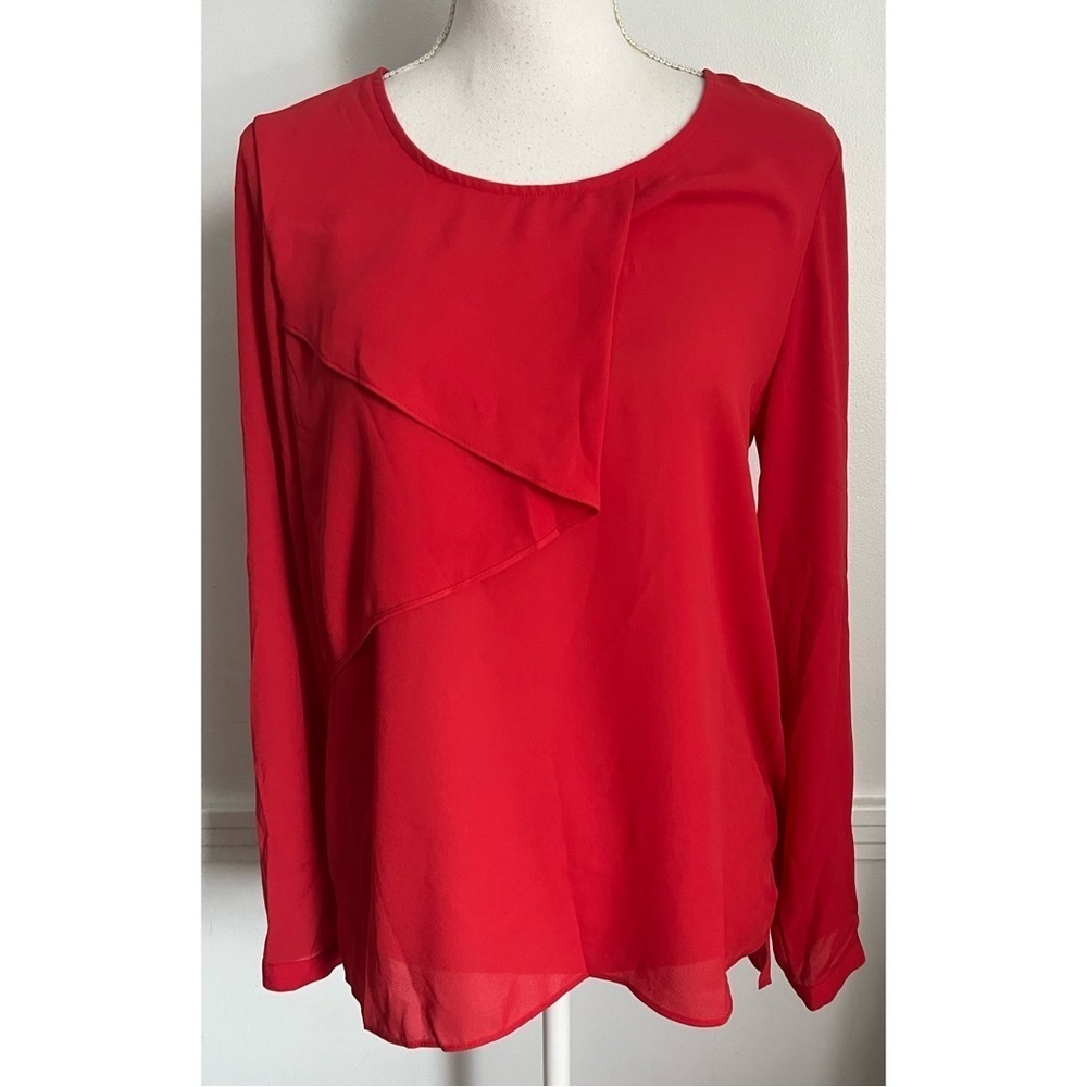 Bar III • Red Blouse with Ruffle Tier Details